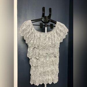 Elegant Gray Ruffled Women's Top
